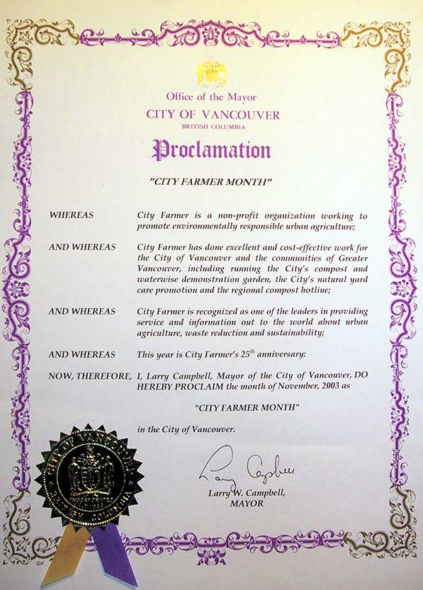 city farmer proclamation